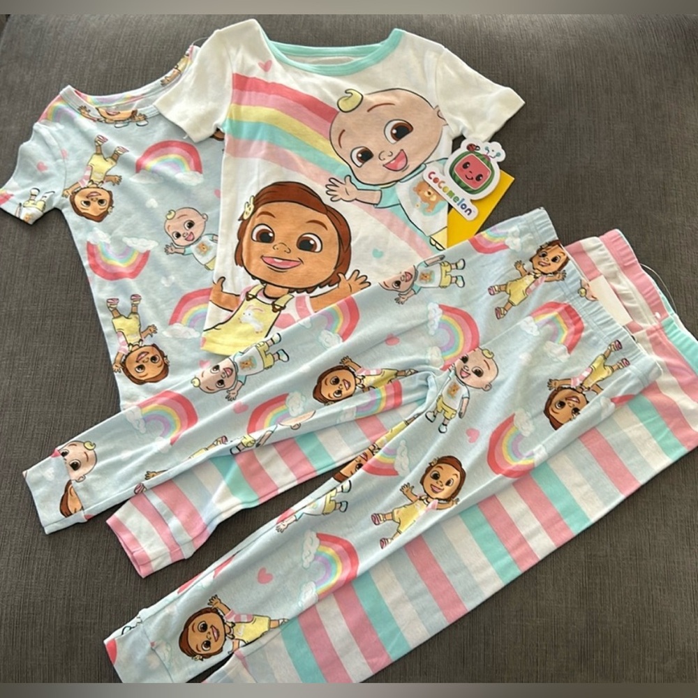 Cocomelon JJ & Friends Rainbow Pajama Set 4pc NWT Toddler 4T - Picture 2 of 5